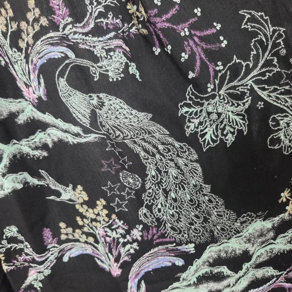 Free People Metallic Blooms Peacock Blouse Button Down Womens Medium Black - Picture 5 of 16